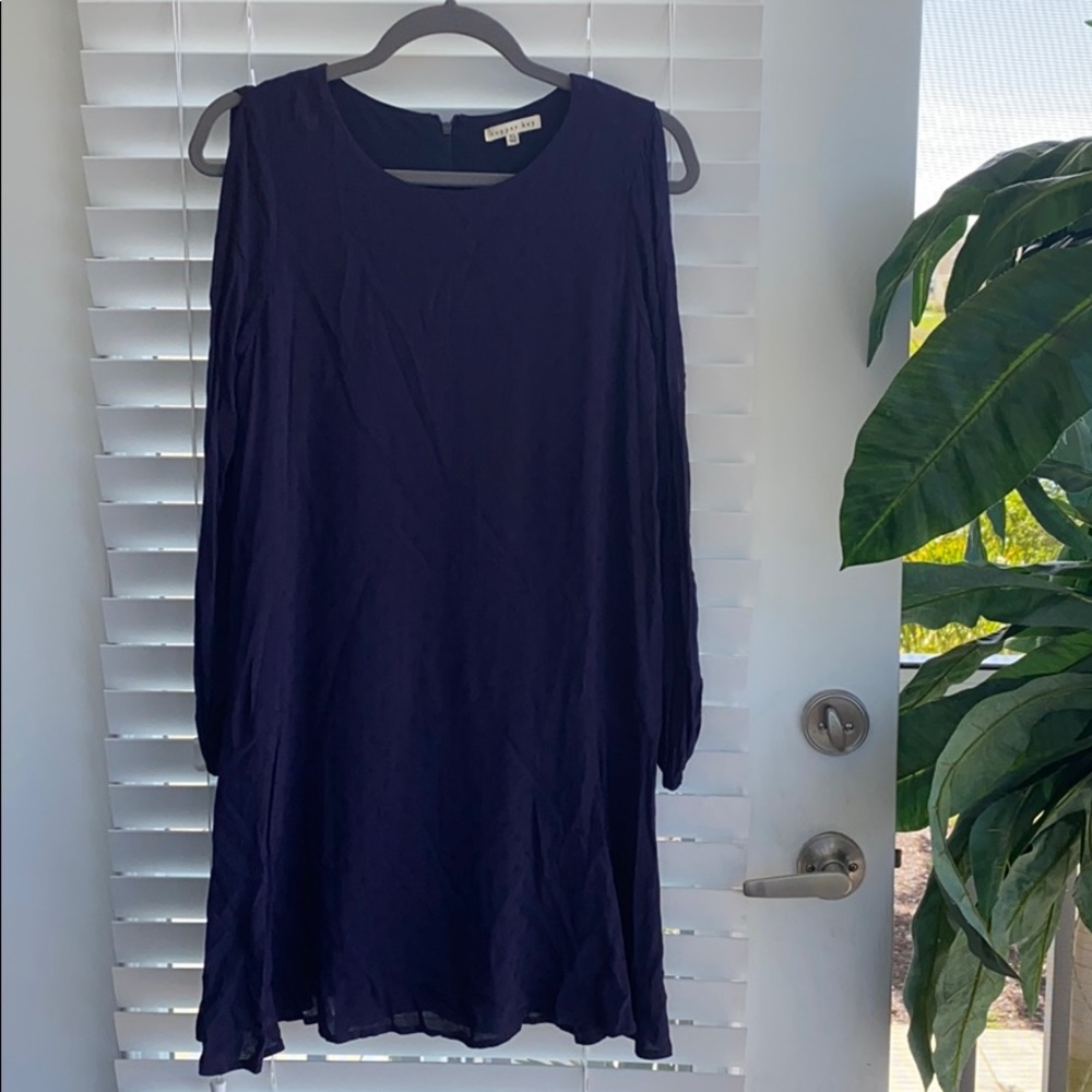 Blue dress with stitched polka dots!
